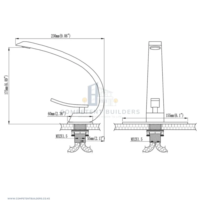 Aquacubic Stylish Mixer Basin Tap - Black - Image 7