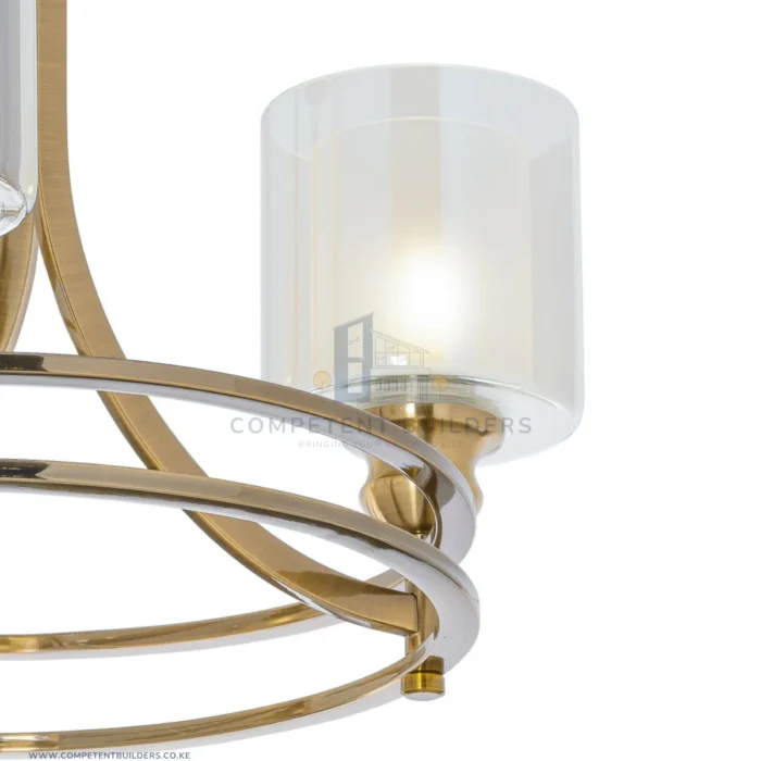 Ceiling Chandelier With 3 Shades In Bronze Gold - Image 2