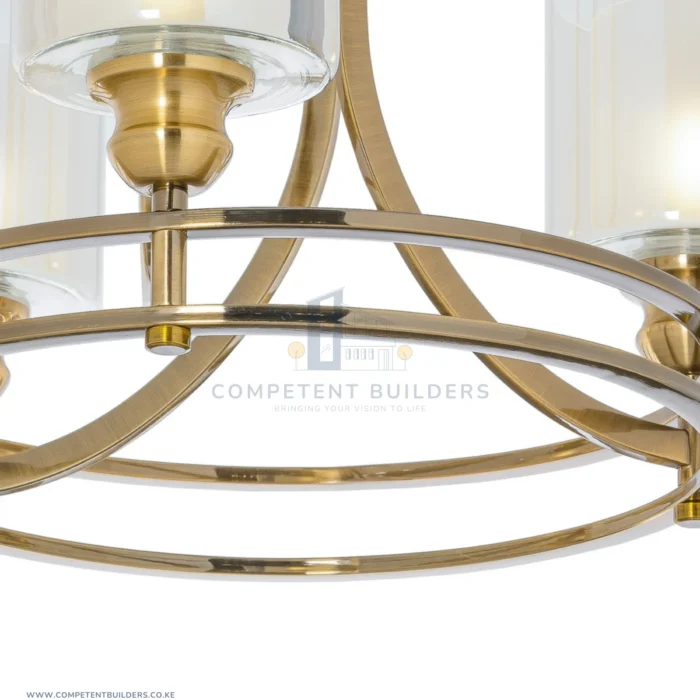 Ceiling Chandelier With 3 Shades In Bronze Gold - Image 4