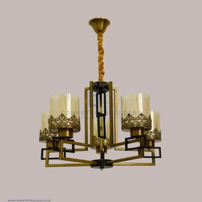 Classic Brass 5 Arm Ceiling Hanging Chandelier
