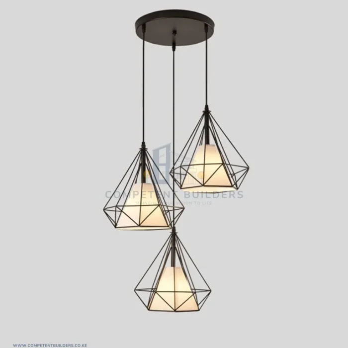 Diamond Wrought Iron Pendant Chandelier Lights - Black