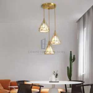 Diamond Wrought Iron Pendant Chandelier Lights - Gold