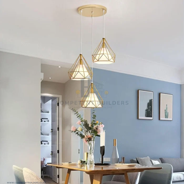 Diamond Wrought Iron Pendant Chandelier Lights - Gold - Image 2