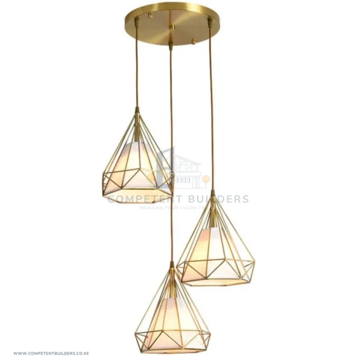 Diamond Wrought Iron Pendant Chandelier Lights - Gold - Image 4