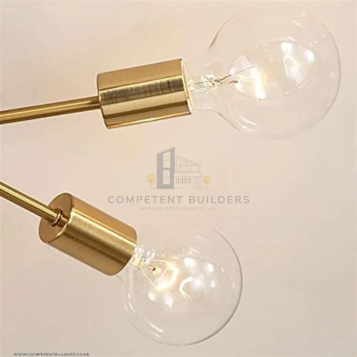 Gold Sputnik Chandelier - 6 Bulb Pendant Brushed Gold Light Fixture - Image 5