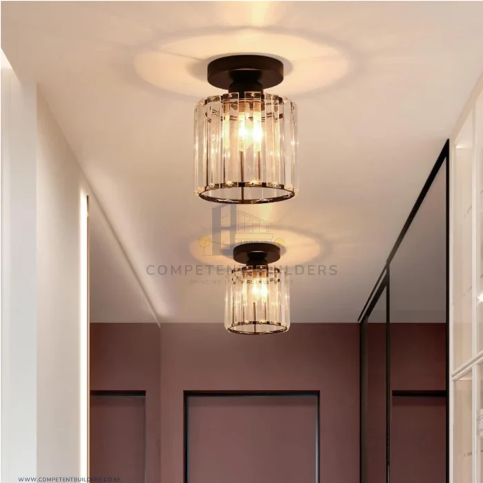 Modern Crystal Ceiling Lamp - Black - Image 2
