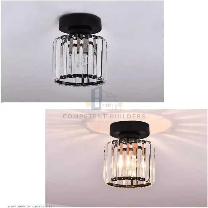 Modern Crystal Ceiling Lamp - Black - Image 3