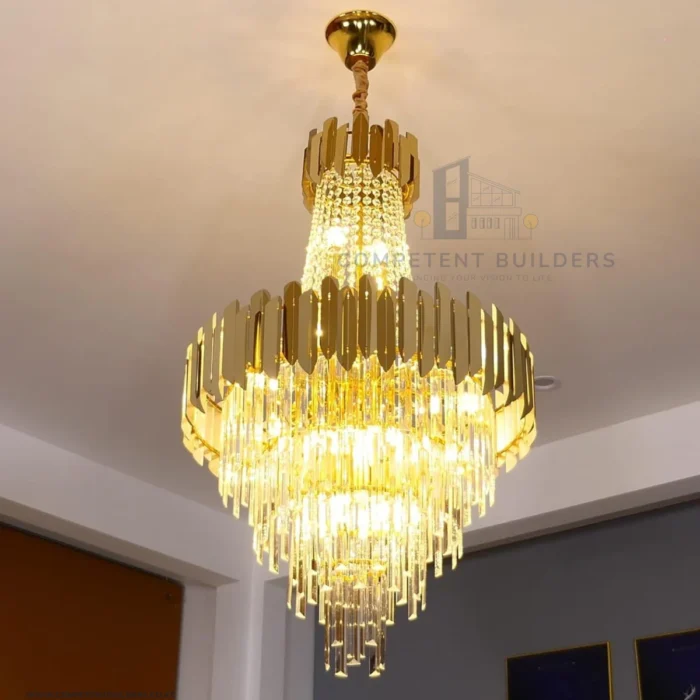 Modern Crystal Chandelier Large Gold Hanging Pendant Ceiling Light