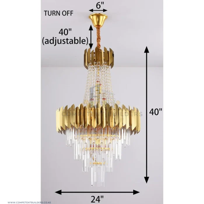 Modern Crystal Chandelier Large Gold Hanging Pendant Ceiling Light - Image 2