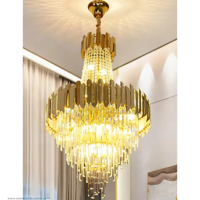 Modern Crystal Chandelier Large Gold Hanging Pendant Ceiling Light - Image 4