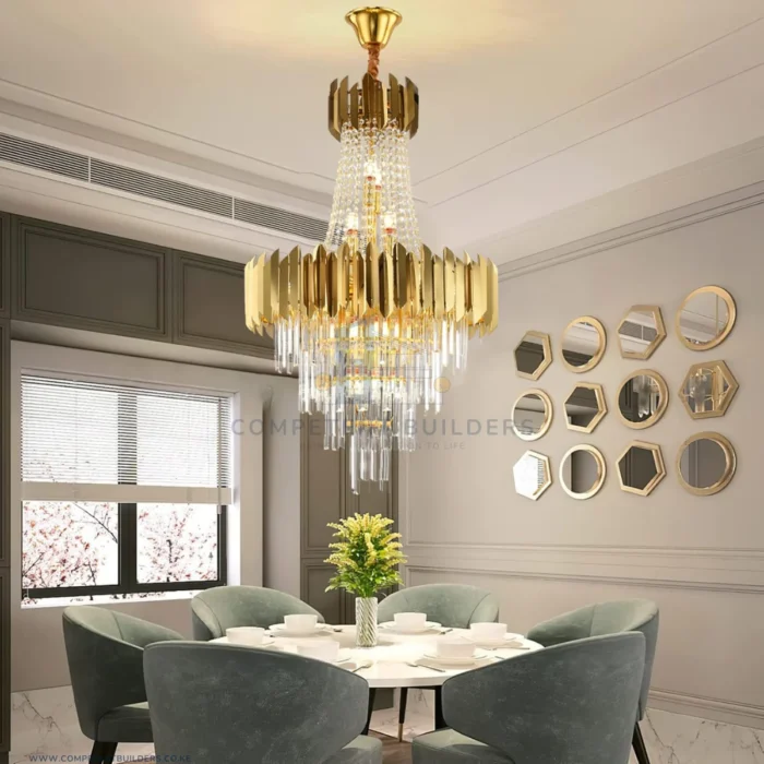 Modern Crystal Chandelier Large Gold Hanging Pendant Ceiling Light - Image 5