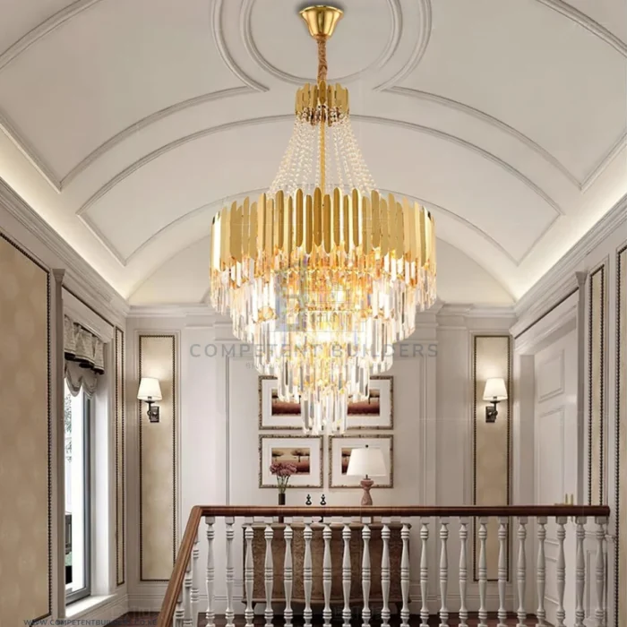 Modern Crystal Chandelier Large Gold Hanging Pendant Ceiling Light - Image 6