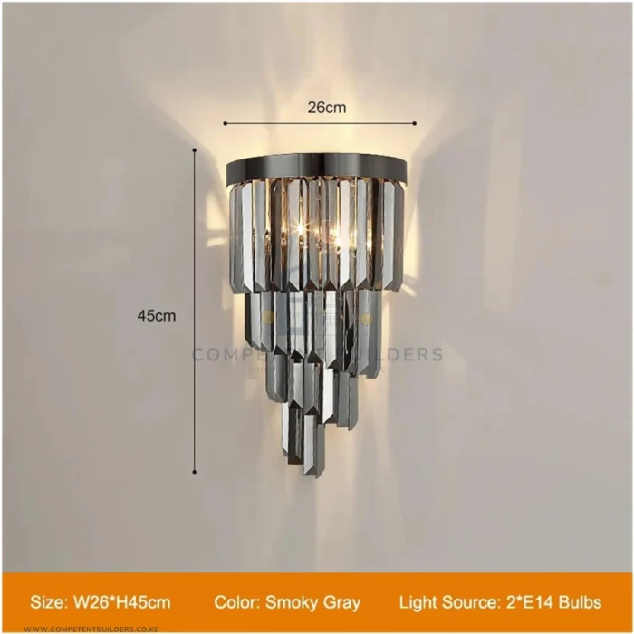 Smoky Black Gold K9 Crystal Wall Sconce Lamp - Image 3