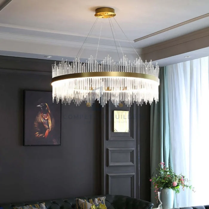 Modern Gold Finish Round Chandelier Ceiling Light