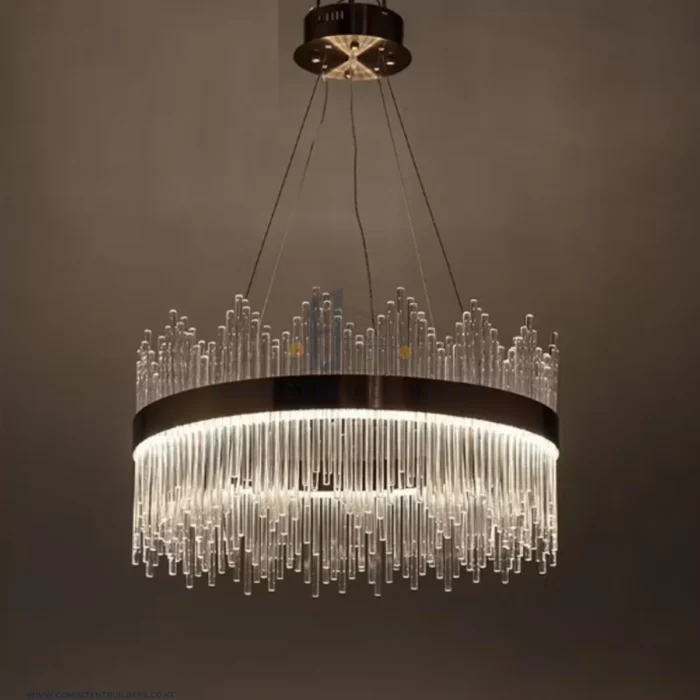 Modern Gold Finish Round Chandelier Ceiling Light - Image 2