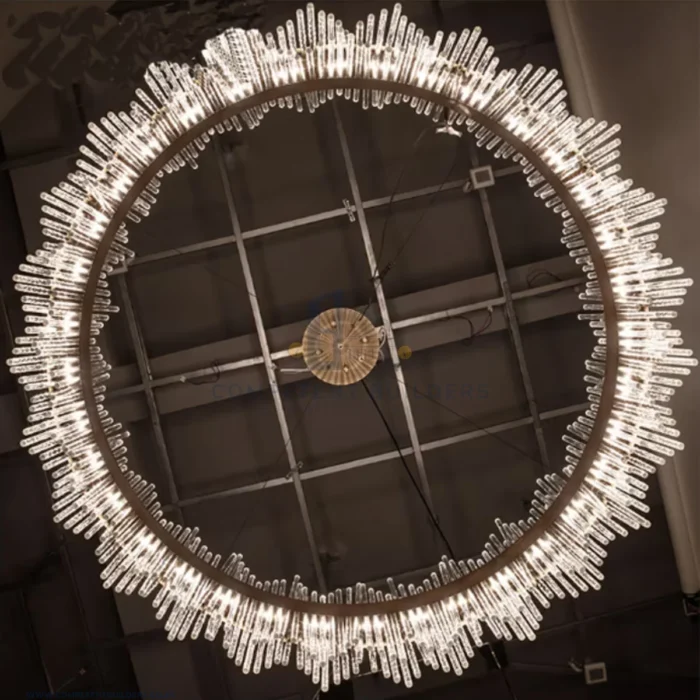 Modern Gold Finish Round Chandelier Ceiling Light - Image 3