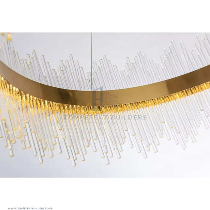 Modern Gold Finish Round Chandelier Ceiling Light - Image 4