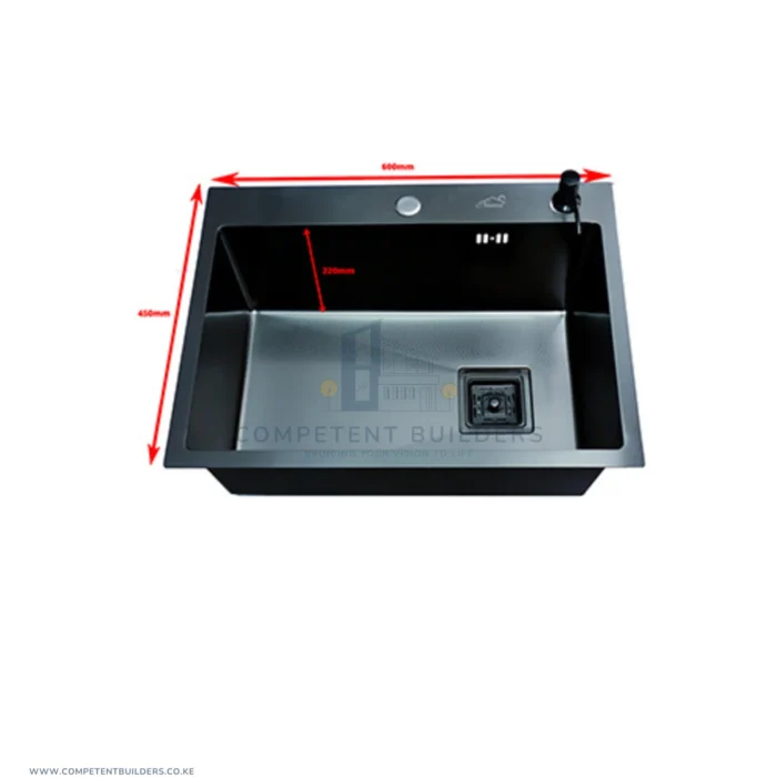 Single Bowl Stainless Steel Kitchen Sink - Black - Image 3
