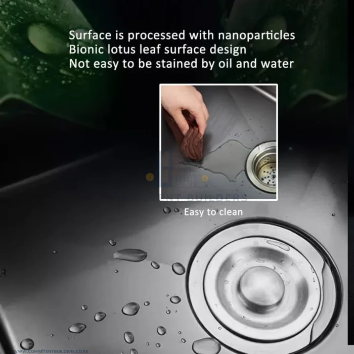 Single Bowl Stainless Steel Kitchen Sink - Black - Image 6