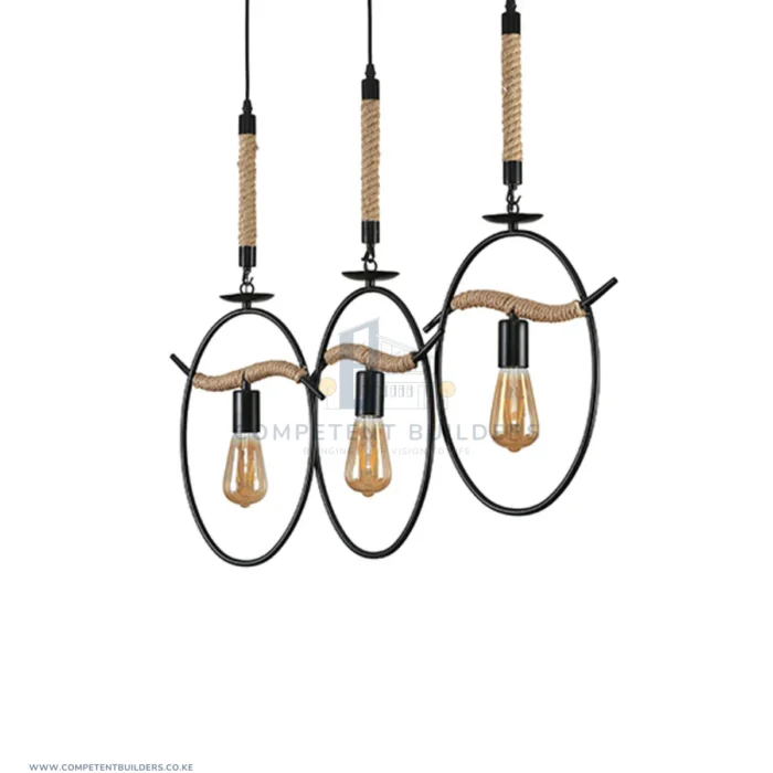 Vintage 3 Bulb Pendant Light With Free Bulbs