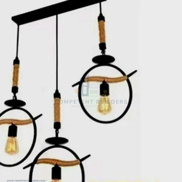 Vintage 3 Bulb Pendant Light With Free Bulbs - Image 2